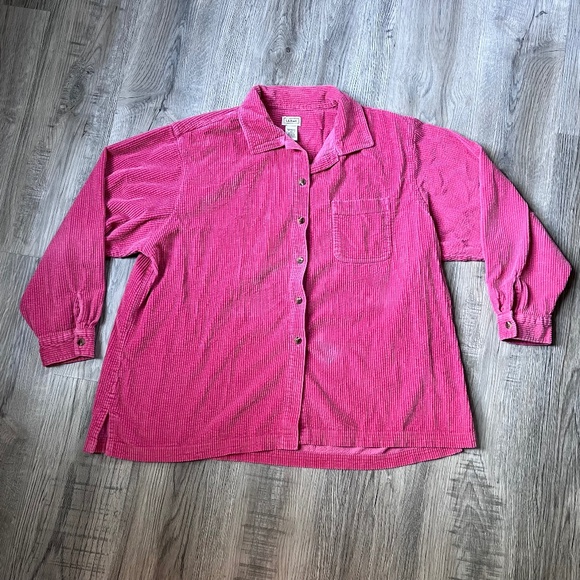 L.L. Bean pink corduroy wide wale shirt jacket shacket size 2X - Picture 1 of 7